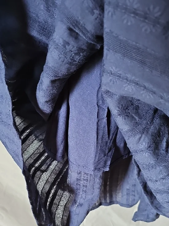 Smocked Square-Neck Tiered Midi Dress in Navy Size Medium - Picture 9 of 9